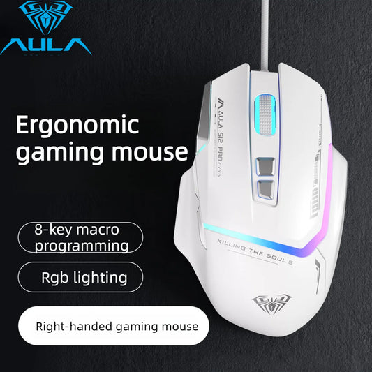 Offerta imperdibile AULA S12 Pro Mouse da gaming cablato 12800 DPI RGB retroilluminato 8 pulsanti programmabili Mouse ergonomico da gioco per PC laptop