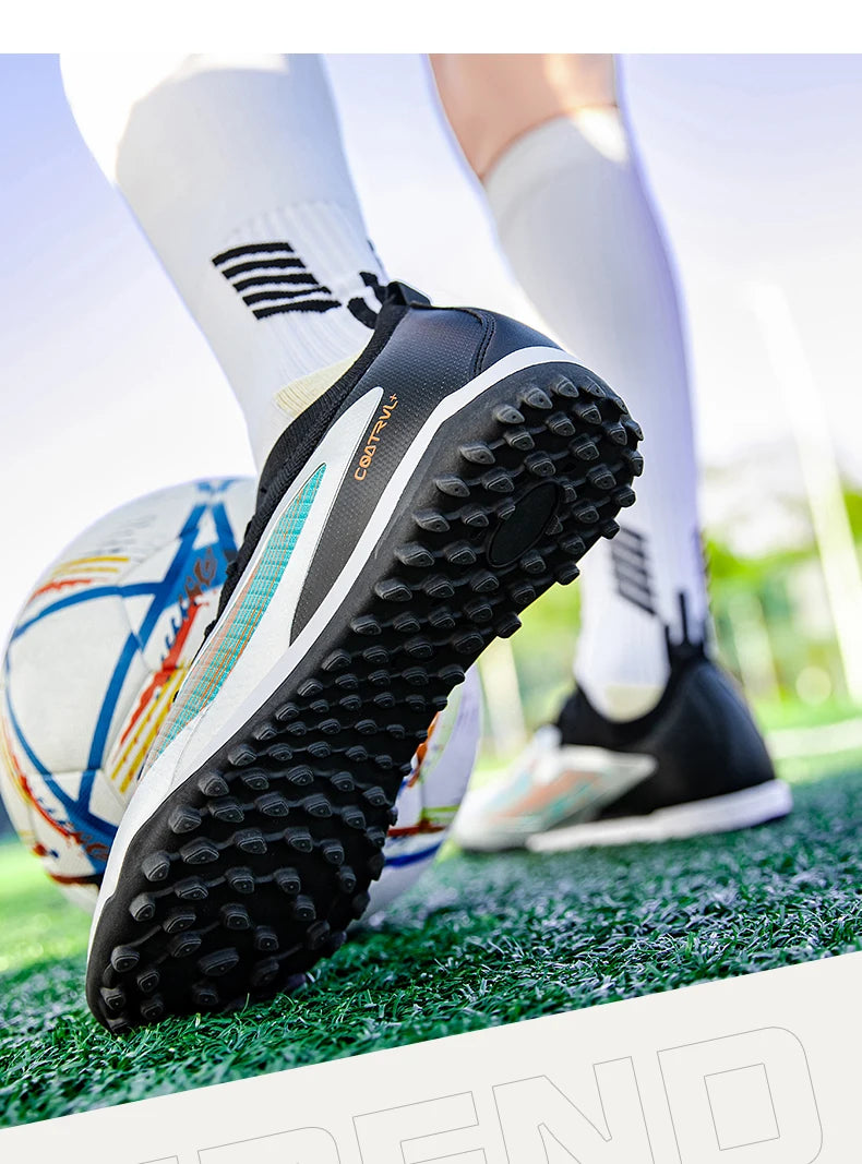 Nuove scarpe da calcio da uomo per esterno, traspiranti, antiscivolo, con tacchetti lunghi, per allenamento e partita, comode anche per ragazzi