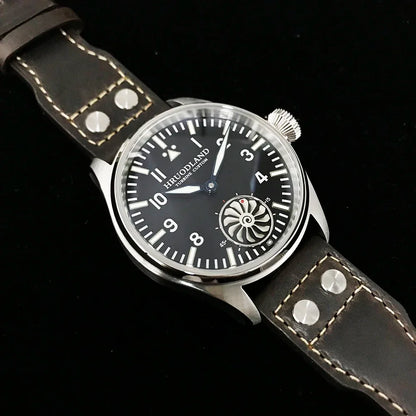 Hruodland 2025 New Men's Mechanical Watch Seagull ST3620 Retro Pilot 43MM BGW-9 Luminous Sapphire Crystal Turbine Watch