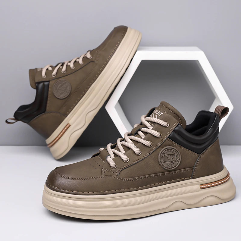 High Quality Men's Casual Leather Thick Bottom Oxford Shoes Fashion Outdoor Flat Top Quality Oxford Shoes Handmade Walking Shoes