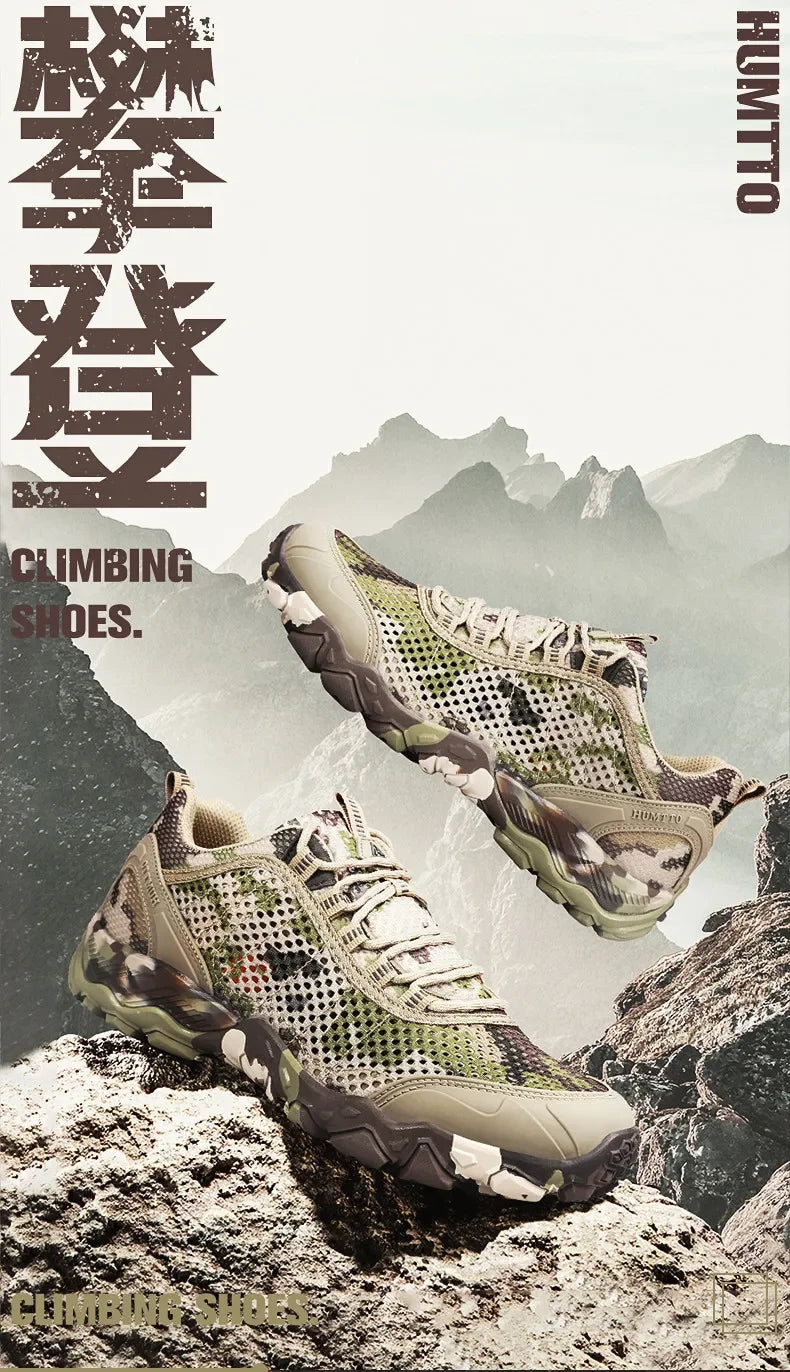 HUMTTO Men's Non-slip Sports Breathable Summer Hiking Shoes Outdoor Luxury Designer Trekking Climbing Sneakers