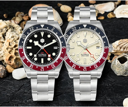 San Martin 39mm NH34 GMT Men Luxury Watch Bidirectional Aluminum Bezel Automatic Mechanical Sapphire 100M Waterproof  SN0109