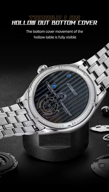 AESOP Mens Mechanical Wristwatches Flying Tourbillon Movement Skeleton Watch for Men Man Luxury Clocks Real Tourbillon Watch