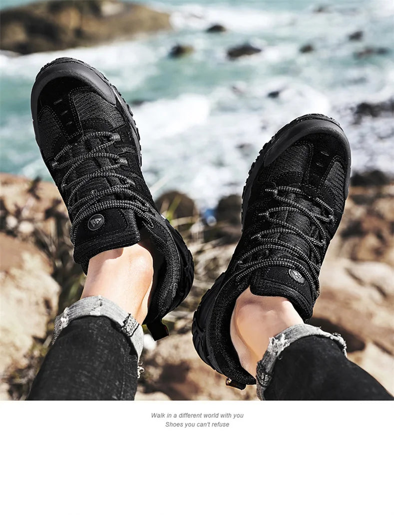 Running Shoes Summer Sports Shoes Men's Shoes Spring And Autumn Breathable Casual Walking Shoes Lace-Up Lightweight Solid Color