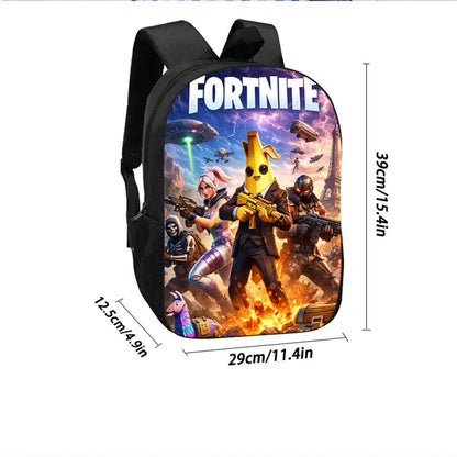 3-teiliges Kinder-Rucksack-Set, Umhängetasche & Federmäppchen, FORTNITE-Cartoon-Tasche, leicht, für Jungen und Mädchen von 6-10, kostenloser 3D-gedruckter Schlüsselanhänger