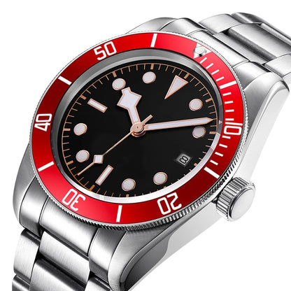 41MM Custom Name NH35A / Miyota 8215 Personalized Men's Automatic Watch Black Dial · Sapphire Crystal · 20ATM · Name & Logo E