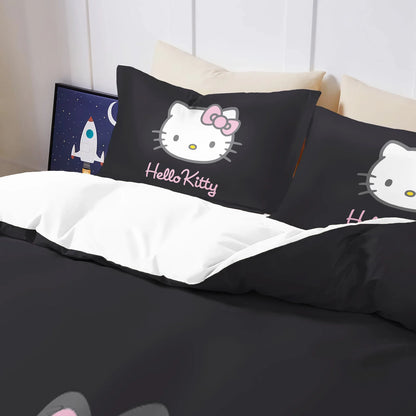 Hello Kitty Bettbezug-Set, 3D-Kinderbettwäsche, 3-teilig, 1 Bettdeckenbezug, King Size