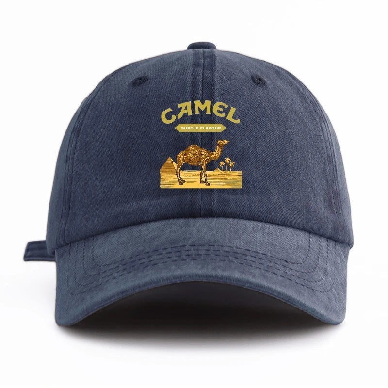 1 Pc CAMEL Print Washed Baseball Cap, Classic Casual Stylish , Perfect Gift For Grandpa Families And Friends