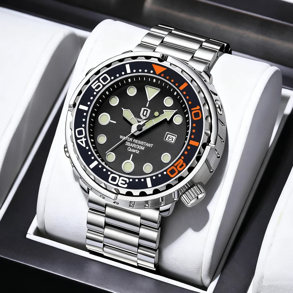 QINGXIYA Sports Men Quartz Watch Silicone Strap Waterproof Luminous Date Wristwatch Mens Military Clock Man Relogio Masculino