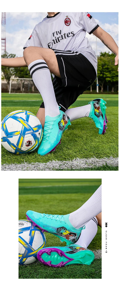New Men Football Boots Soccer Cleats FG Non-Slip Training Shoes Soccer Shoes Long Spikes Match Ultralight Outdoor Drop Shipping