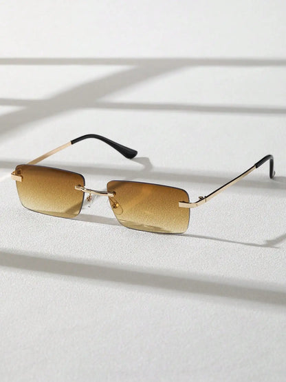 1/2PCS Unisex Metal Square Frame Fashio Rimless Sunglasses For Outdoor Beach Party