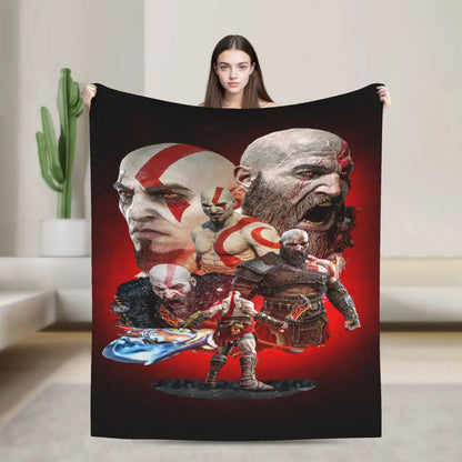 God of War Game Gamers Kratos Warm Blanket  Decorative Plush Throw Blanket Funny Couch Bed Flannel Bedspread Sofa Bed Cover