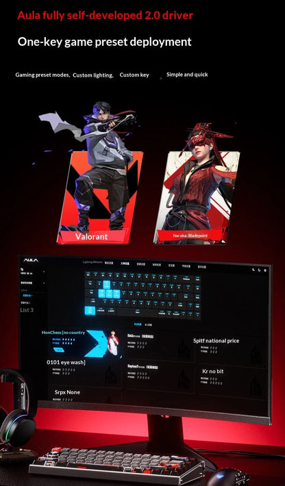 New AULA HERO68 Air 3-mode Magnetic Switch Gaming Mechanical Keyboard E-sport Custom Wired Keyboard Ergonomic Accessories