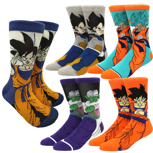 5Pairs Dragon Ball Unisex Cartoon Anime Socks Hip Hop Street Style Novelty Funny Casual Crew Socks for Men Women