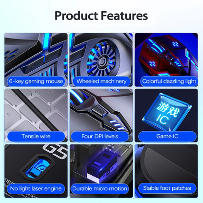 UTHAI G5 Six key 3200PDI wired illuminated gaming mouse, e-sports mechanical mute computer accessories