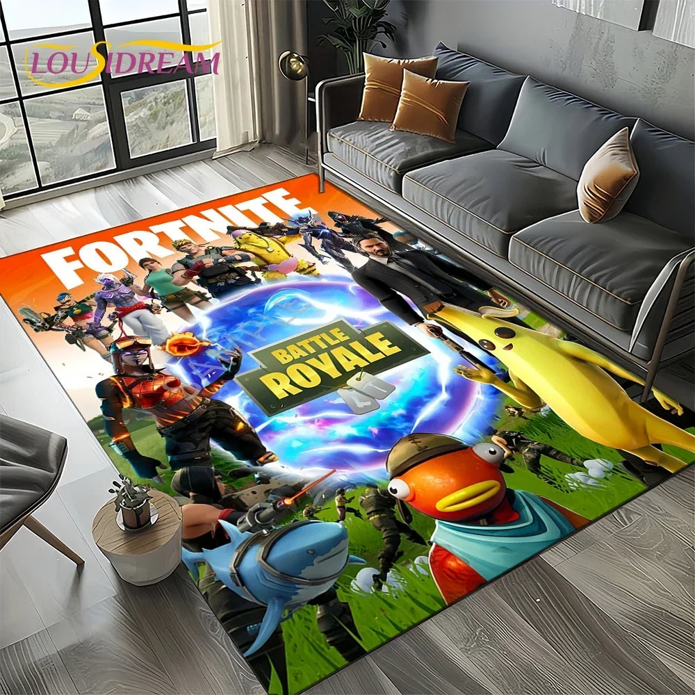 2025 Games 3D F-Fortnite Cartoon Carpet Rug for Living Room Bedroom Home Sofa Decoration, Kids Play Area Rug Non-slip Floor Mat