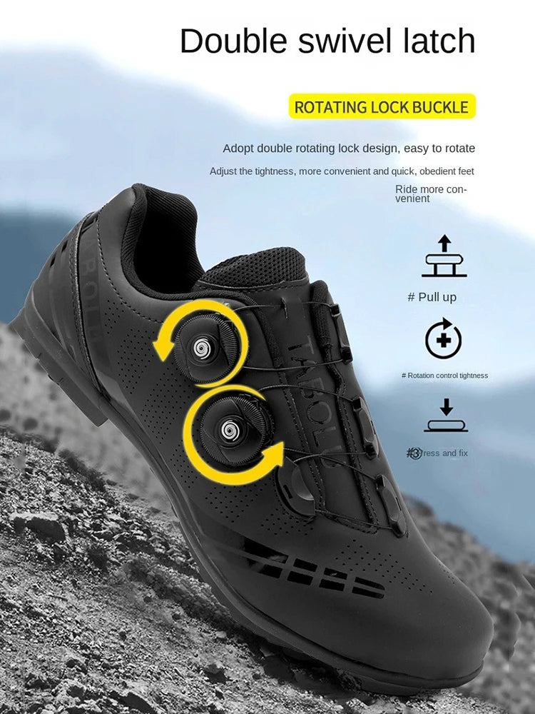 MTB Cycling Shoes Breathable Men’s and Women’s Off-Road Mountain Bike Cycling Shoes Self-Locking Speed Mountain Bike Pedal Shoes