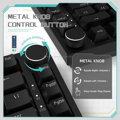 AJAZZ AK820 Rotary Volume Buttons Hot-Swappable Keys For Office AndHome Mechanical Keyboards DIY