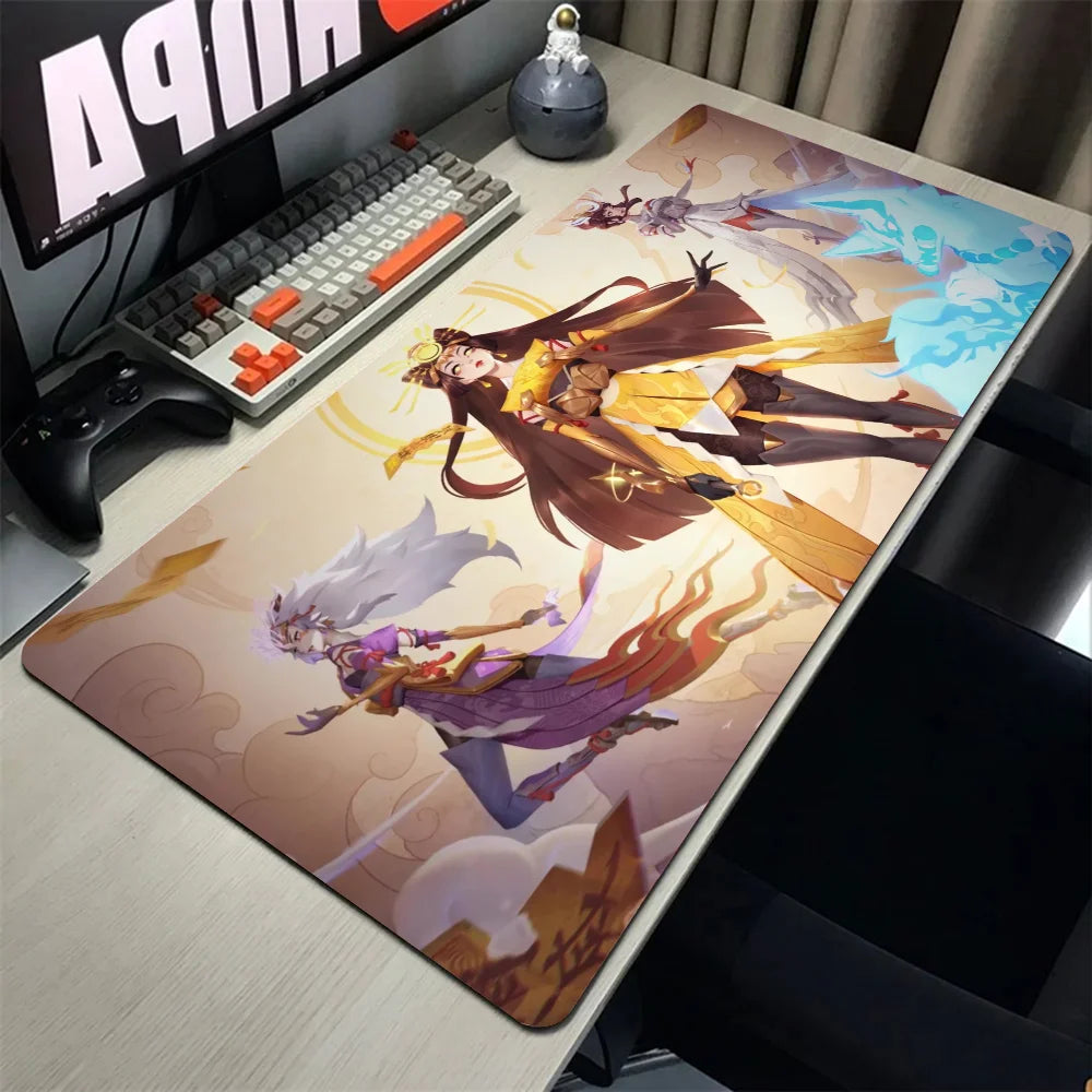 Tappetino mouse Amaterasu Kiriko Overwatch, tappetino da scrivania con base, accessori gaming Prime Gaming, tappetino XXL per tastiera con imbottitura