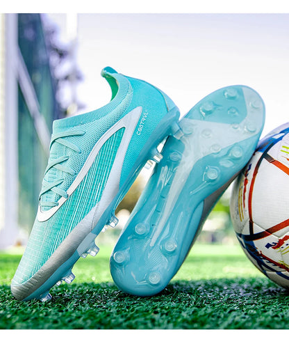 Nuove scarpe da calcio da uomo per esterno, traspiranti, antiscivolo, con tacchetti lunghi, per allenamento e partita, comode anche per ragazzi