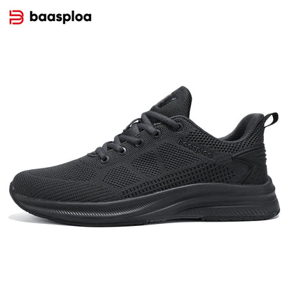 Baasploa Men's Running Shoes Brand, Male Designer Mesh Casual Sneakers, Lightweight Lace-Up New Male Outdoor Sports Tennis Shoes