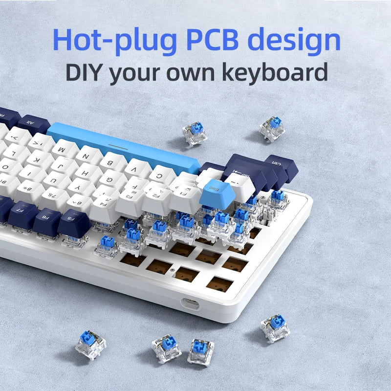 K82 75% Wired Mechanical Keyboard RGB Backlight, 82 KEY, Full Key Hot Swappable Blue Switch, Multifunctional Knob, Windows & Mac