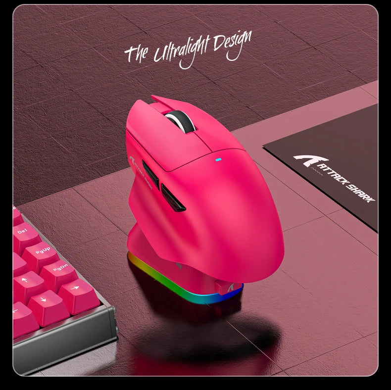 ATTACK SHARK V6 Wireless Gaming Superlight Mouse with RGB Magnetic Charging Dock, PAW3311 Sensor, Macro Gaming Mouse