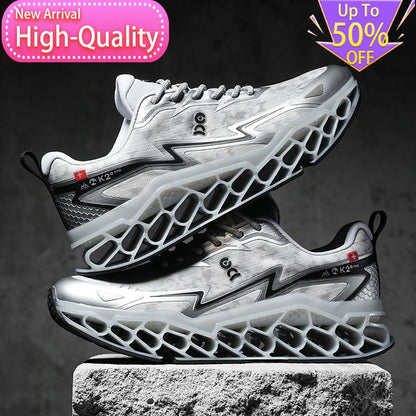 2026 New Summer Outdoor Mens Sports Shoes 3D Printed Sole Rebound Lightweight Running Shoes Foot Protection Stable Walking Shoes