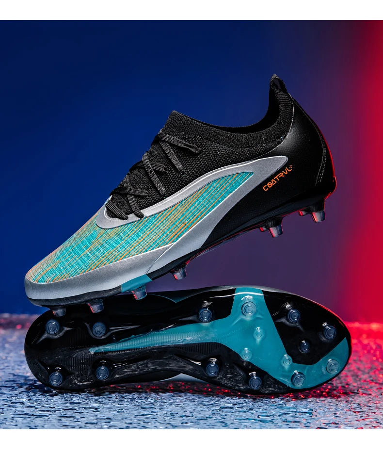 Nuove scarpe da calcio da uomo per esterno, traspiranti, antiscivolo, con tacchetti lunghi, per allenamento e partita, comode anche per ragazzi
