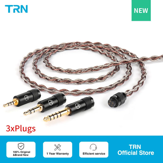 TRN RedChain Upgrade Cable Silver-Plated Copper OFC Copper Earphone Cable with Swappable 2.5mm 3.5mm 4.4mm Connectors for TRN IEM Headphones