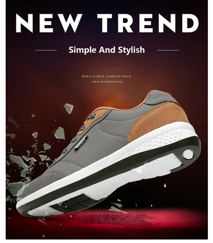 YRZL Herrenschuhe Frühling Herbst Wasserdichte Walking-Sneaker Freizeit-Ledersportschuhe für Herren Rutschfestes Schuhwerk Tennis für Herren