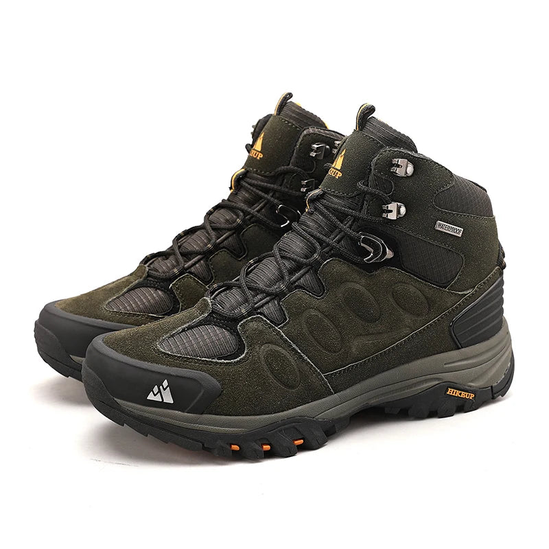 HIKEUP High-Top Men Hiking Boots Winter Outdoor Shoes Lace-Up Non-Slip Sports Casual Trekking Boots Men Suede Warm Shoes