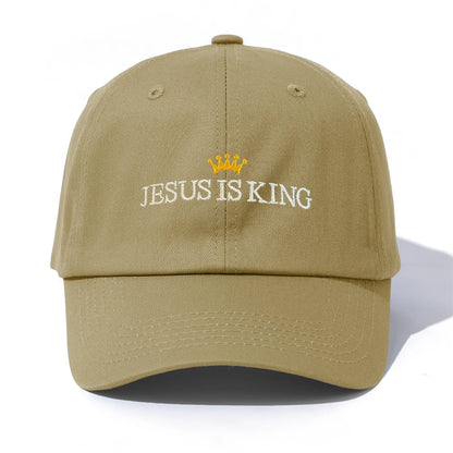 1pc JESUS IS KING Embroidery Baseball Cap for Adults,Minimalist Retro Style Casual Soft Adjustable Dad Hat,Perfect As Gift