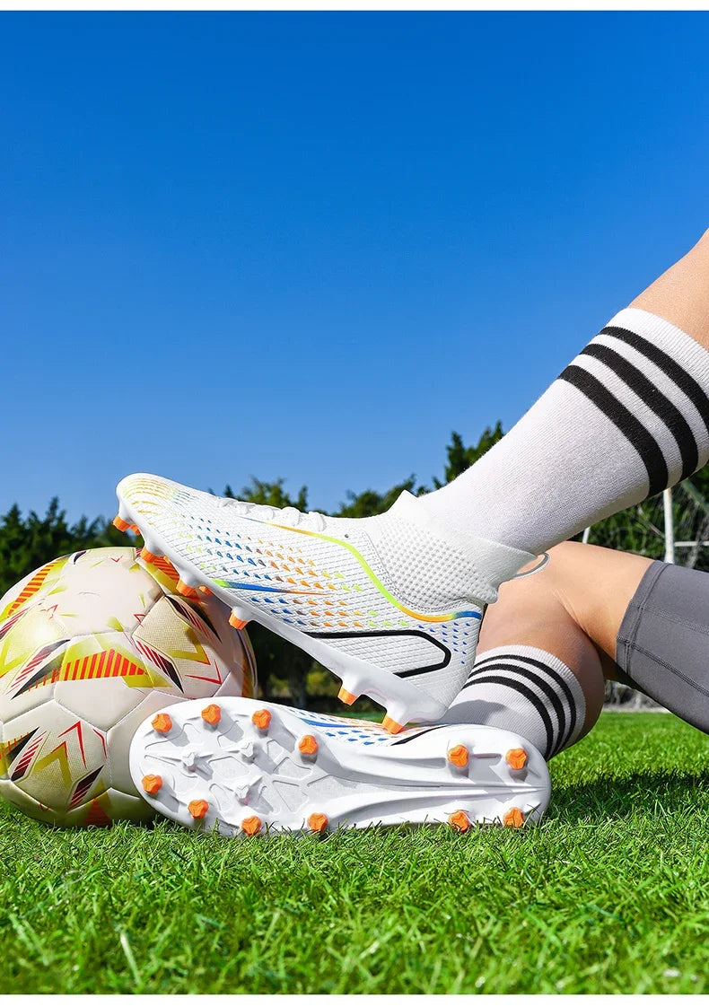 Zapatillas de fútbol para hombre, botas de fútbol profesionales para césped y futsal, unisex, para partidos en césped y entrenamiento al aire libre, tacos antideslizantes y transpirables