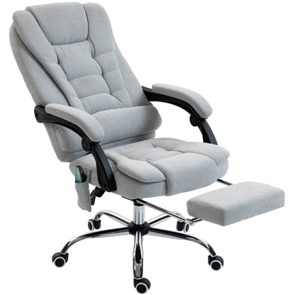 Massage- und beheizter Bürostuhl, Bürostuhl, höhenverstellbar, verstellbare Rückenlehne, 65x70x111-119cm, grau