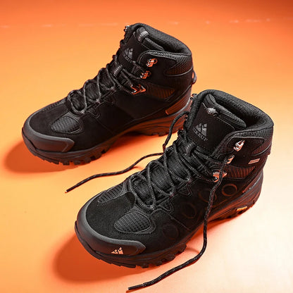 HIKEUP High-Top Men Hiking Boots Winter Outdoor Shoes Lace-Up Non-slip Outdoor Sports Casual Trekking Boots Men Waterproof Suede