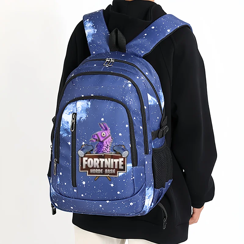 Раница Fortnite Starry Sky с голям капацитет, водоустойчива чанта за лаптоп с принт на игрови персонаж, ученическа раница за момчета и момичета за връщане в училище