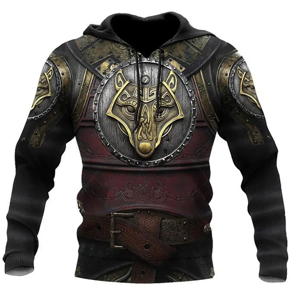 2023 New Autumn Men's Hoodie Wolf Print 3D Sweatshirts Urban Trendy All-Match Oversized Tops Poleron Hooded Clothes Men Clothing