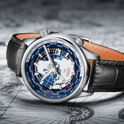 WM Watch Automatic Mechanical Men Watches High Quality Sapphire World Time Original Recognized Brand Welly Merck Watch Man WM057