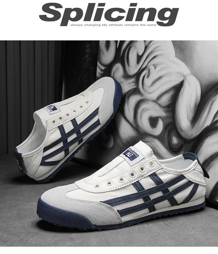 Men's Classic Running Shoes Lace-Up Flat Bottom Sports Shoes Soft Sole Walking Gym Breathable Couple Casual Canvas Tennis Shoes