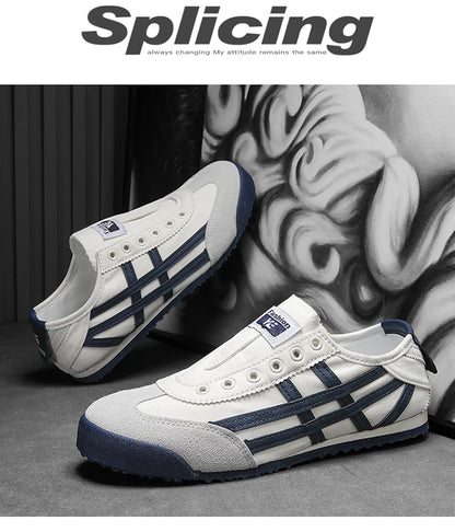 Men's Classic Running Shoes Lace-Up Flat Bottom Sports Shoes Soft Sole Walking Gym Breathable Couple Casual Canvas Tennis Shoes