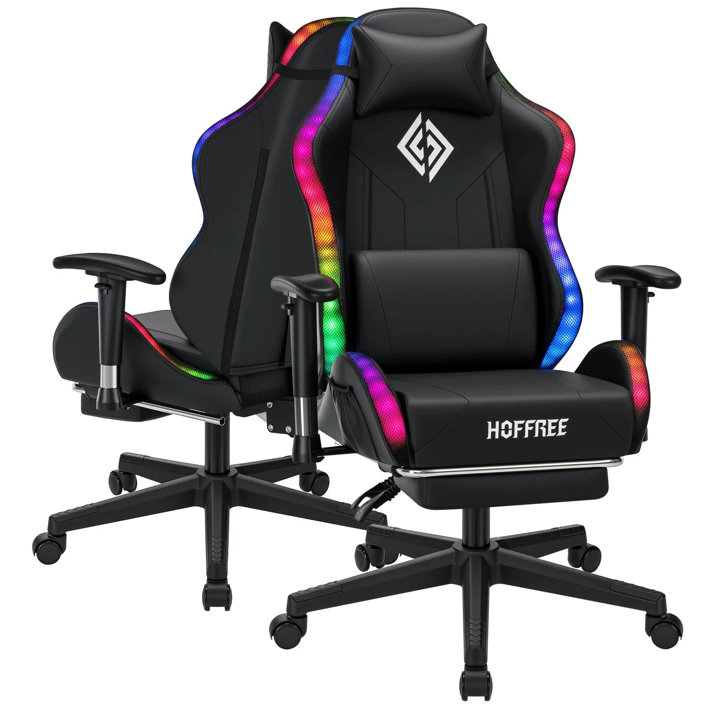 LED Gaming Chair for Children 8-15 Years, Adjustable Gamer Chair with LED Lighting, Footrest & Lumbar Support, Ergonomic PC Chair