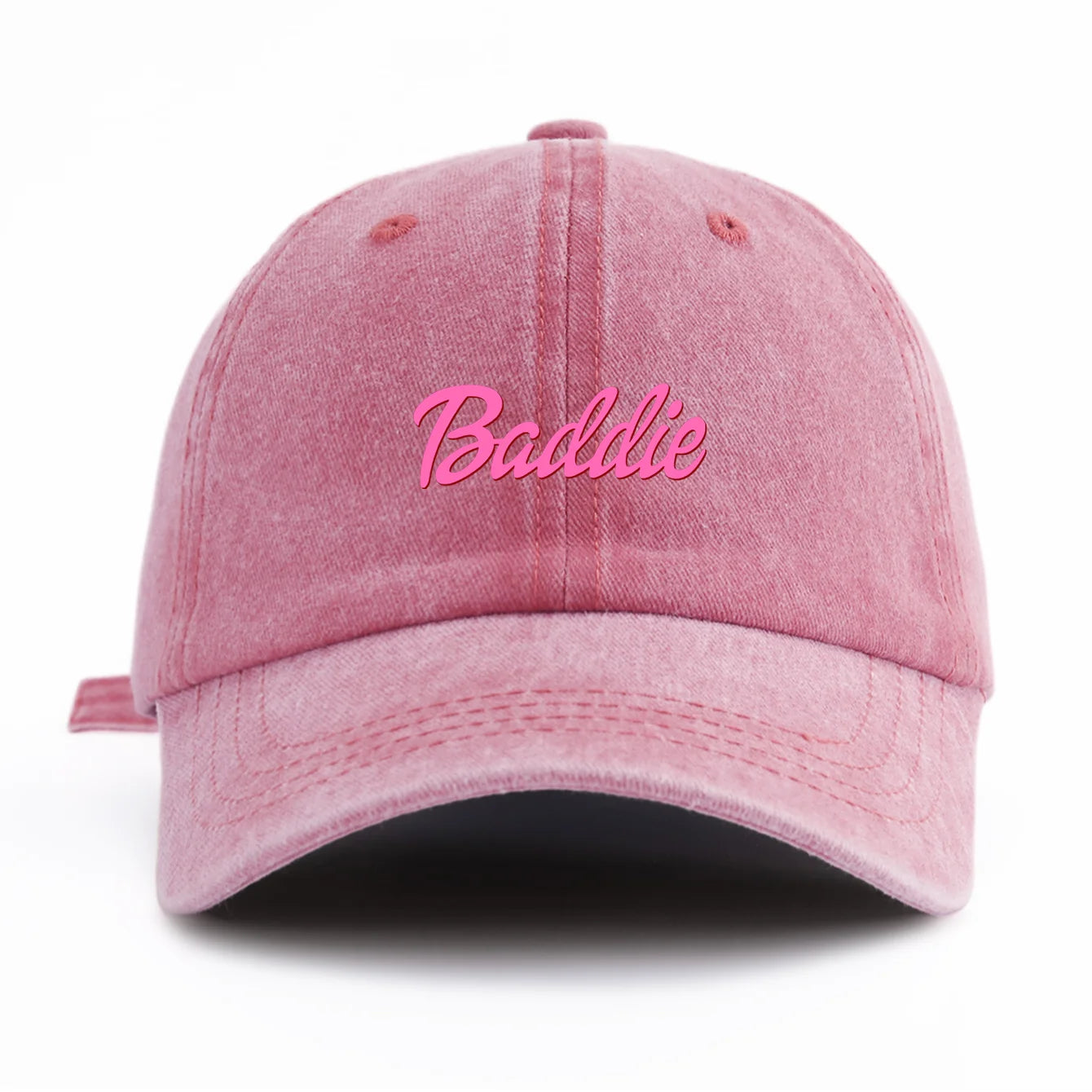 1pc Baddie Print Washed Baseball Cap for Adults,  Minimalist Retro Style Casual Soft Adjustable Dad Hat, Perfect As Gift