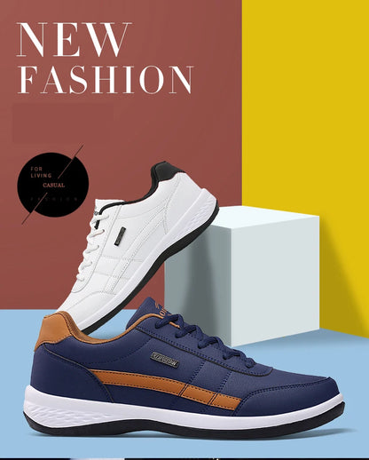 YRZL Herren-Schuhe Frühling Herbst Wasserdichte Walking-Sneaker Freizeit-Herren-Ledersportschuhe Rutschfeste Tennis-Schuhe für Herren