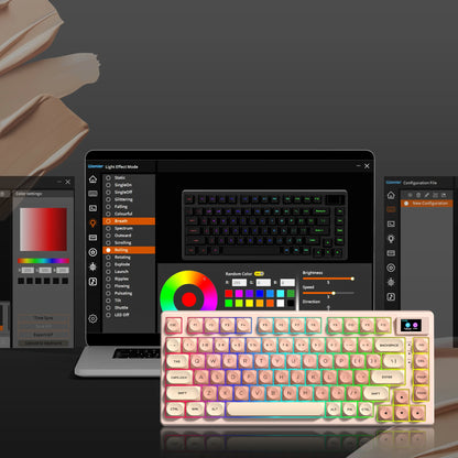 Womier S-K80 Keyboard Liquid 75% Hot Swap Keyboard with Color OLED Display Mechanical Gaming Keyboard Gasket Mount RGB for Windo