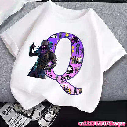 New Fortnites Kids T-shirts Cartoon Letter Graphic T-shirts Boys Girls Summer Casual Sports Short Sleeves Tops Children Clothing