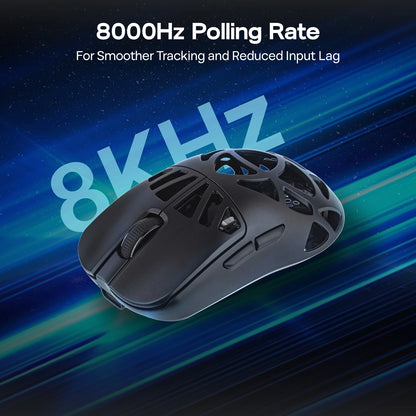 Ratón gaming inalámbrico EPOMAKER Carbon X con cable/2.4G/BT, DPI ajustable de 400 a 30,000, sensor PAW3950 para PC/Mac/Linux