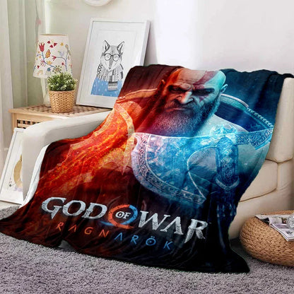 God of War Games Kratos Cartoon Soft Flannel Blanket for Beds Bedroom Sofa Picnic,Throw Blanket for Cover Outdoor Leisure Gift