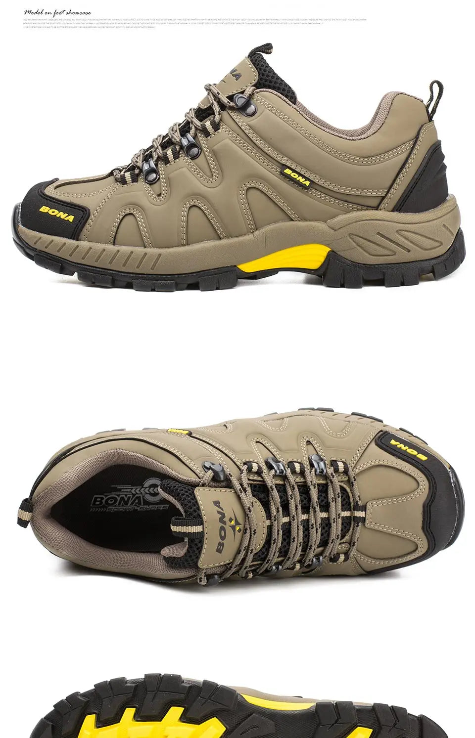 BONA New Arrival Classics Style Men Hiking Shoes Lace Up Men Sport Shoes Outdoor Jogging Trekking Sneakers