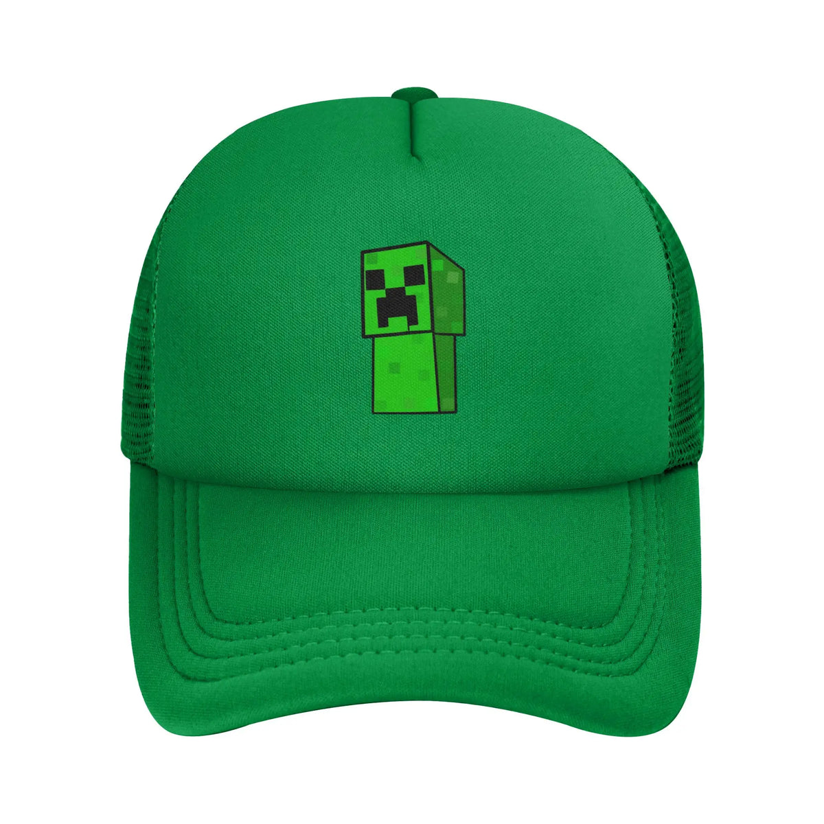 blocky adventurer discover a Creepers monster behind him Trucker Cap Sun Hats Cap Adjustable Snapback Caps Mesh Baseball Cap